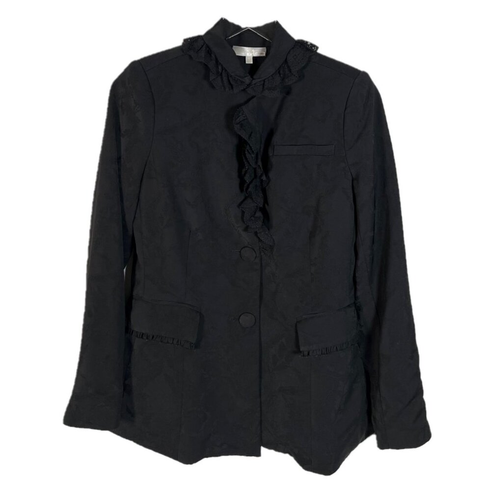 Love Shack Fancy Lula Satin Ruffle Blazer Size 6 - Picture 2 of 7